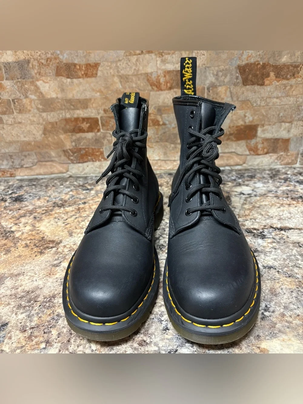 Dr Martens Black Leather Boots Mens Size 8